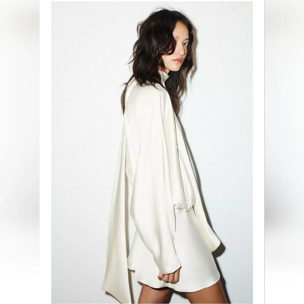 ZARA  FOULARD SATIN EFFECT SHORT DRESS - Picture 5 of 7
